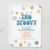 Invitation d'anniversaire rétro funky pour 2 ans (Devant)