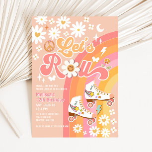 Invitation d'anniversaire Rétro Groovy Let's Peach