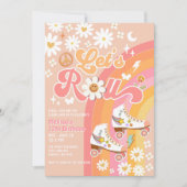 Invitation d'anniversaire Rétro Groovy Let's Peach (Devant)