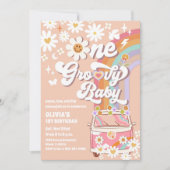 Invitation d'anniversaire rétro groovy pour les 1 (Devant)