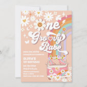 Invitation d'anniversaire rétro groovy pour les 1 (Devant)