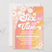 Invitation d'anniversaire Rétro Groovy pour les 6  (Devant)