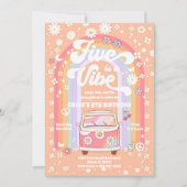 Invitation d'anniversaire rétro hippie (Devant)