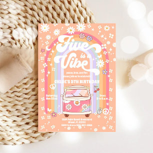 Invitation d'anniversaire rétro hippie