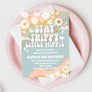 Invitation d'anniversaire rétro hippie