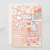 Invitation d'anniversaire rétro hippie (Devant)