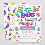 Invitation d'anniversaire rétro, imprimée ou numér (Devant / Derrière)