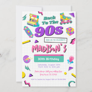 Invitation d'anniversaire rétro, imprimée ou numér