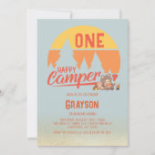 Invitation d'anniversaire rétro One Happy Camper (Devant)