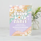 Invitation d'anniversaire Rétro Paix Amour (Debout devant)
