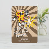 Invitation d'anniversaire Retro Pizza et Bowling (Debout devant)
