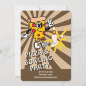 Invitation d'anniversaire Retro Pizza et Bowling (Devant)