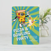 Invitation d'anniversaire Retro Pizza et Bowling (Debout devant)