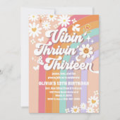 Invitation d'anniversaire Rétro Rainbow Daisy (Devant)