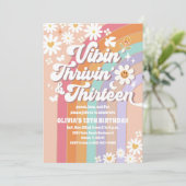 Invitation d'anniversaire Rétro Rainbow Daisy (Debout devant)