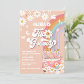 Invitation d'anniversaire Rétro Rainbow Daisy (Debout devant)