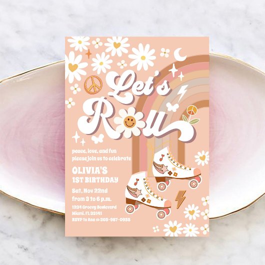 Invitation d'anniversaire Rétro Roller Skate