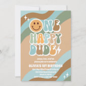 Invitation d'anniversaire Retro Smiley 1ère année (Devant)