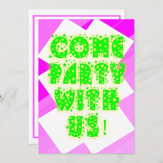 Invitation d'anniversaire Retro Sparkle Neon (Devant / Derrière)