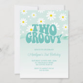 Invitation d'anniversaire Retro Two Groovy Daisy 2 (Devant)