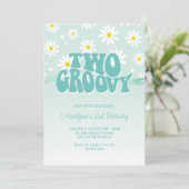 Invitation d'anniversaire Retro Two Groovy Daisy 2 (Debout devant)