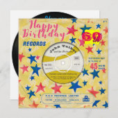 Invitation d'anniversaire Retro Vinyl Record 45 tr (Devant / Derrière)