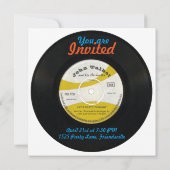 Invitation d'anniversaire Retro Vinyl Record 45 tr (Dos)