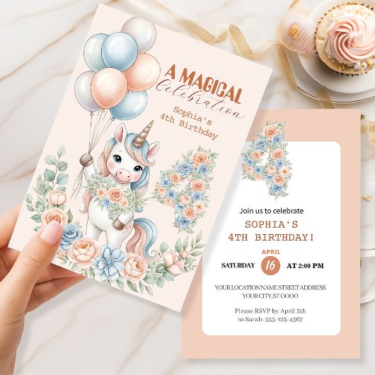 Invitation d'anniversaire Rêves de Licorne