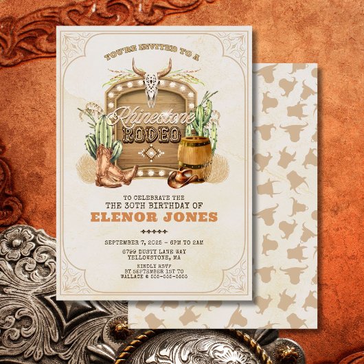 Invitation d'anniversaire Rhinestone Rodeo