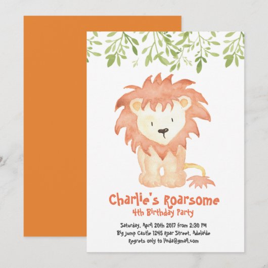 Invitation d'anniversaire Roarsome (Devant / Derrière)