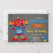 Invitation d'anniversaire robot (Devant)