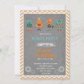 Invitation d'anniversaire robot vintage (Devant)