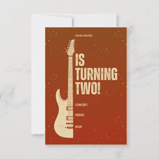 Invitation d'anniversaire Rock-n-Roll deux ans (Devant)