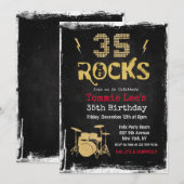Invitation d'anniversaire Rock Star 35 Rocks (Devant / Derrière)