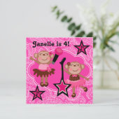 Invitation d'anniversaire Rock Star Monkeys (Debout devant)