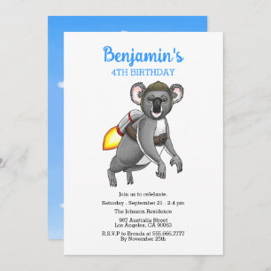 Invitation d'anniversaire Rocket Koala