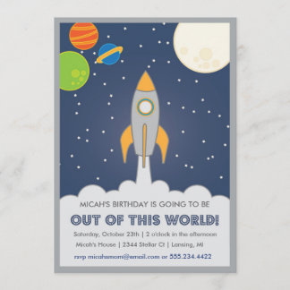 invitation d'anniversaire Rocket Ship Space