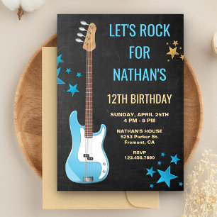 Invitation d'anniversaire Rockstar à la guitare bl
