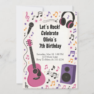 Invitation d'anniversaire Rockstar Music