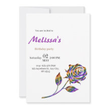Invitation d'anniversaire Rose