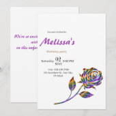 Invitation d'anniversaire Rose (Devant / Derrière)