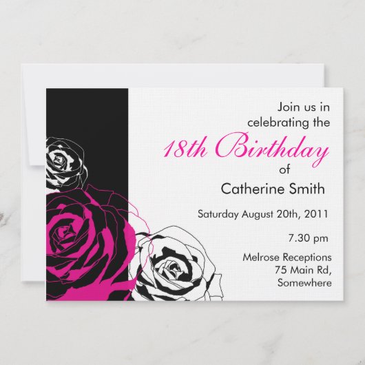Invitation d'anniversaire rose (Devant)