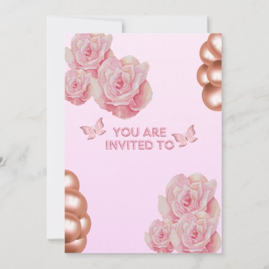 Invitation d'anniversaire rose (Dos)