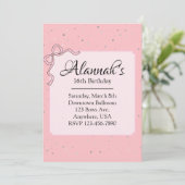 Invitation d'anniversaire rose (Debout devant)