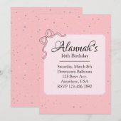 Invitation d'anniversaire rose (Devant / Derrière)