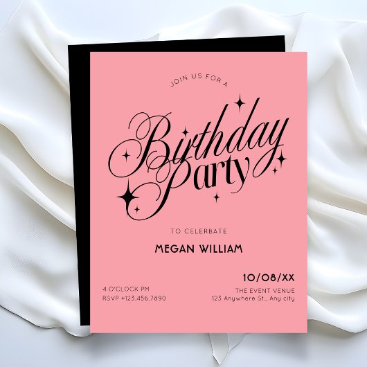 Invitation d'anniversaire rose