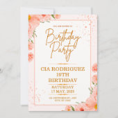 Invitation d'anniversaire rose  (Devant)