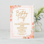 Invitation d'anniversaire rose  (Debout devant)