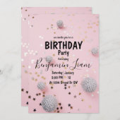 Invitation d'anniversaire rose (Devant / Derrière)