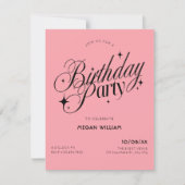 Invitation d'anniversaire rose (Devant)